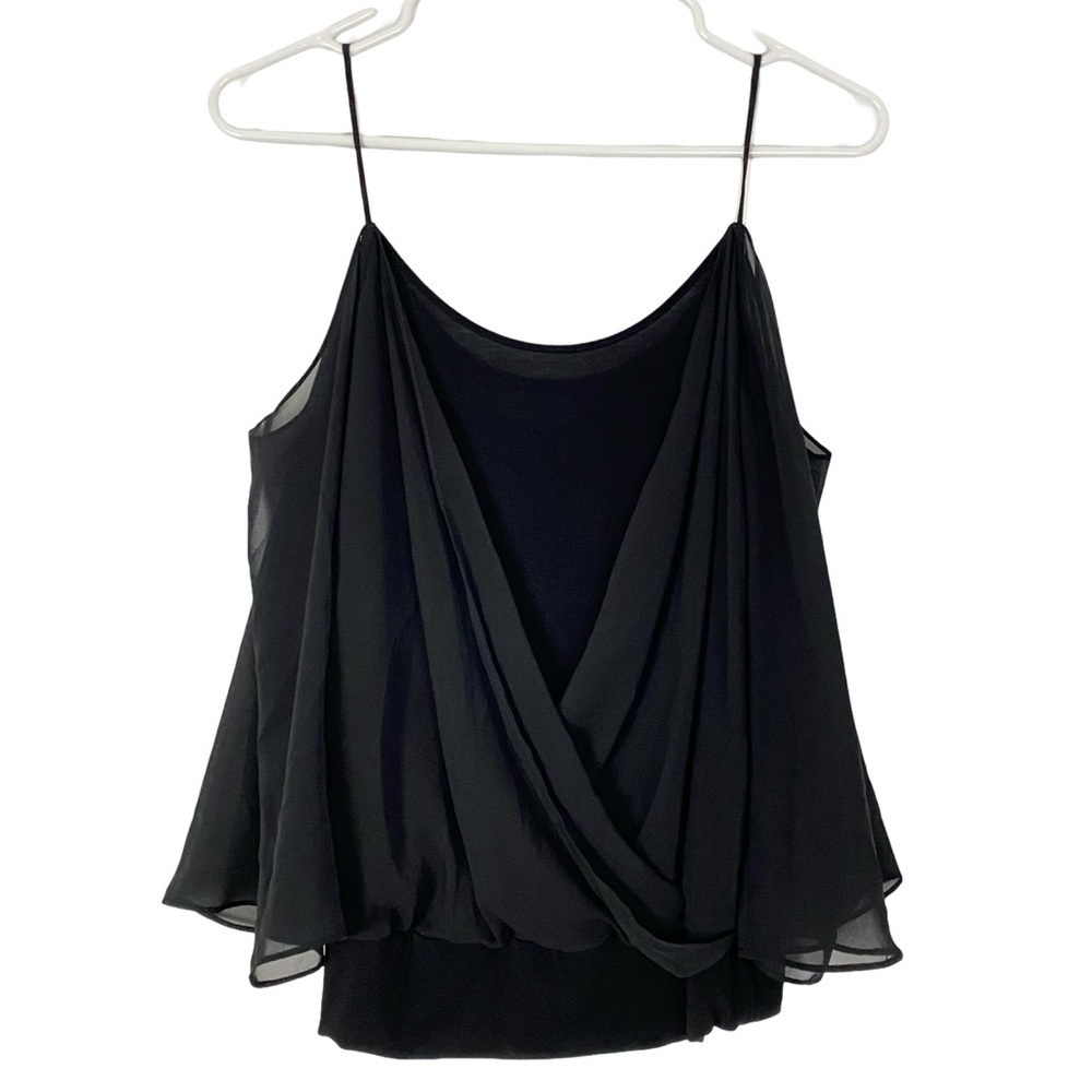Bailey 44 Cold Shoulder Top Shirt Womens Size Small Black Sheer Blouse 3/4 Slv